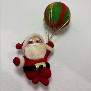 Vintage Christmas Festive Santa Ornament with Green and Red Ball